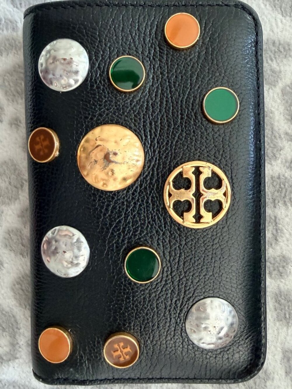 Tory Burch Willa Pebbled Leather Embellished Wallet